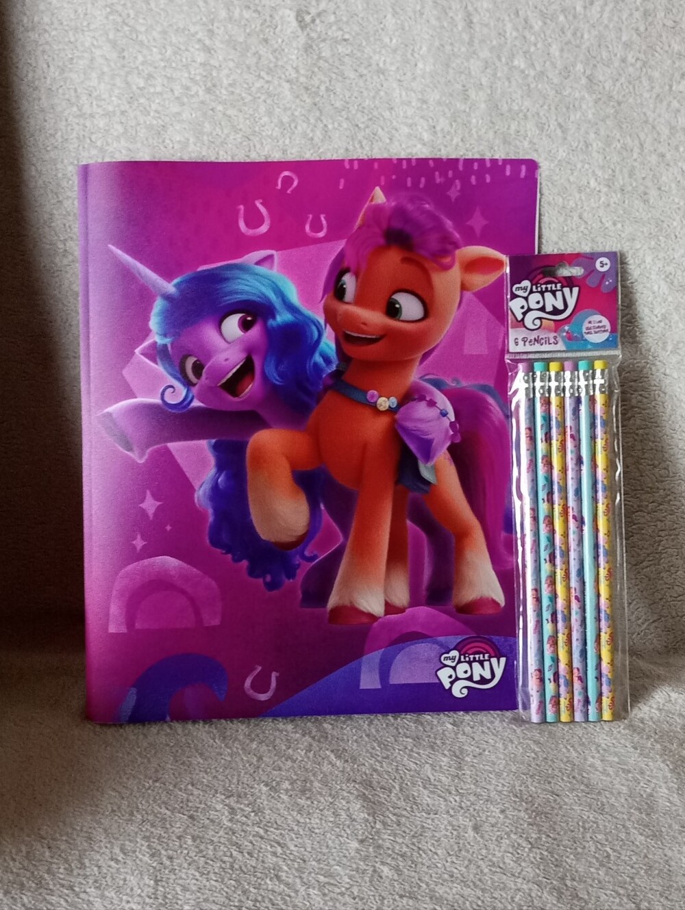 My Little Pony Pink Purple Folder with Character Pencils